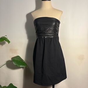 Theory Faux Leather Strapless Mini Dress Black Size 6